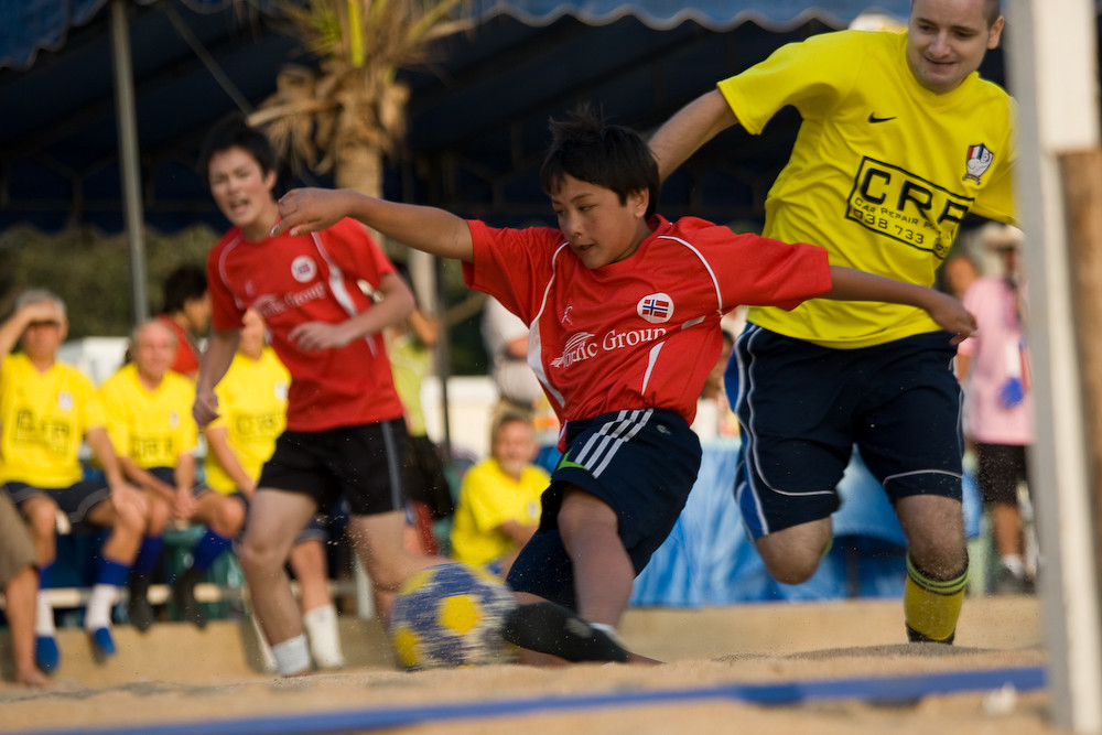 Football in the sand
