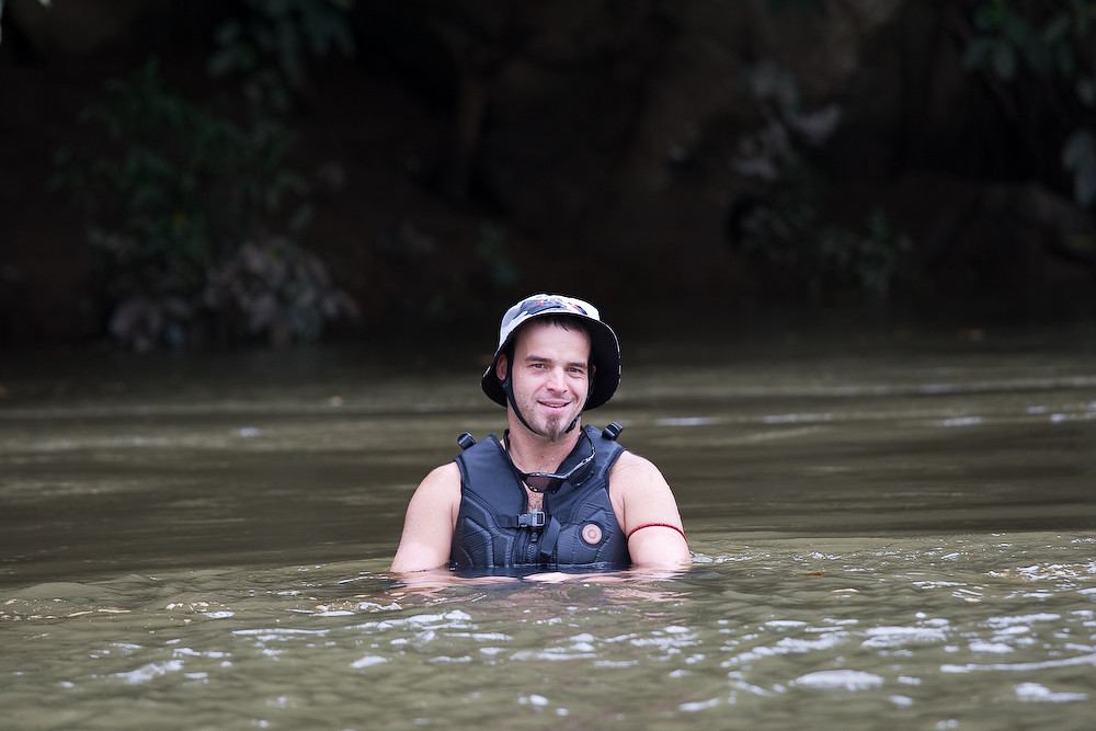 Rubber boy goes bobbing by